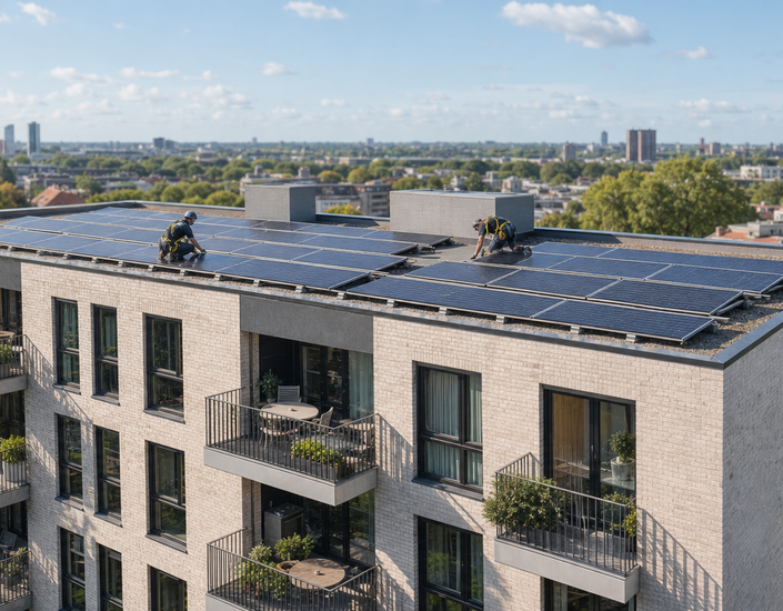 VvE-gebouw met zonnepanelen
